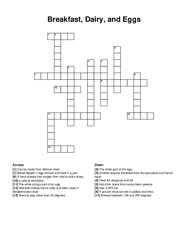 Breakfast, Dairy, and Eggs crossword puzzle