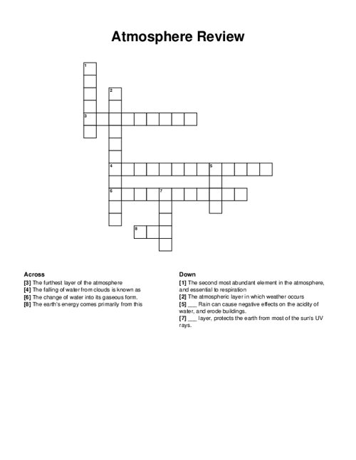 Atmosphere Review Crossword Puzzle