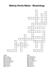 Making Words Matter - Morphology crossword puzzle