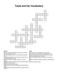 Tools and Car Vocabulary crossword puzzle