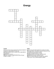 Energy crossword puzzle