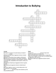 Introduction to Bullying crossword puzzle
