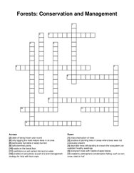 Forests: Conservation and Management crossword puzzle
