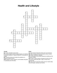 Health and Lifestyle crossword puzzle