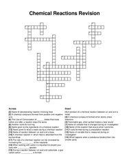 Chemical Reactions Revision crossword puzzle