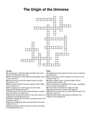 The Origin of the Universe crossword puzzle