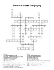 Ancient Chinese Geography crossword puzzle