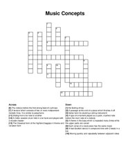 Music Concepts crossword puzzle