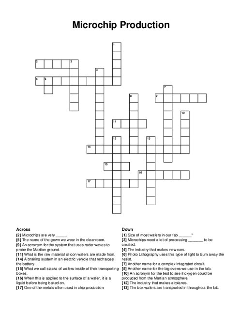 Microchip Production Crossword Puzzle