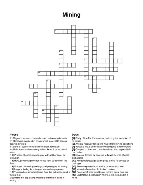 Mining Crossword Puzzle