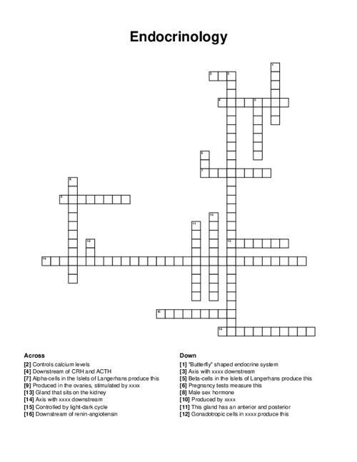 Endocrinology Crossword Puzzle