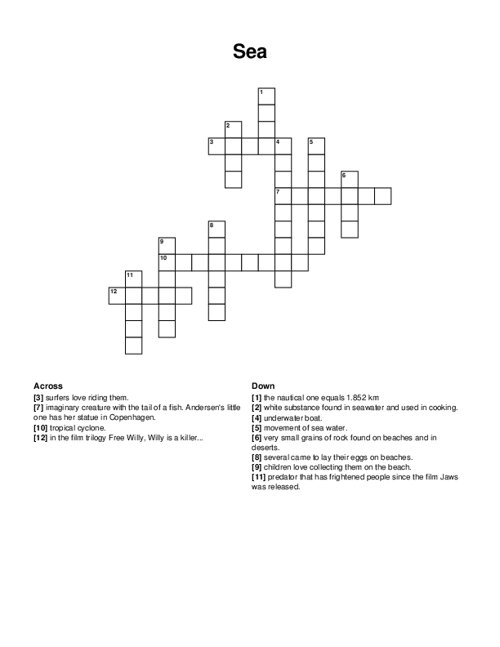 Sea Crossword Puzzle