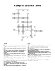 Computer Systems Terms crossword puzzle