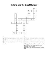 Ireland and the Great Hunger crossword puzzle