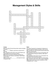 Management Styles & Skills crossword puzzle