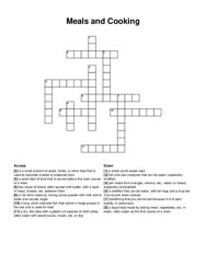 Meals and Cooking crossword puzzle