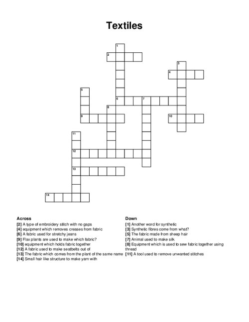 Textiles Crossword Puzzle