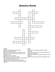 Detective Words crossword puzzle