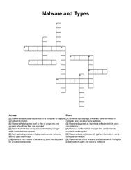 Malware and Types crossword puzzle