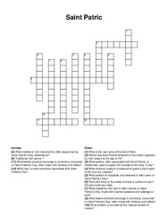 Saint Patric crossword puzzle