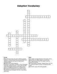 Adoption Vocabulary crossword puzzle