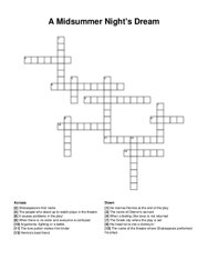 A Midsummer Nights Dream crossword puzzle