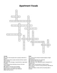 Apartment Vocab crossword puzzle