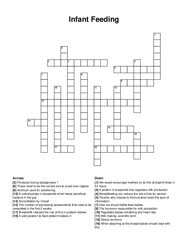 Infant Feeding crossword puzzle