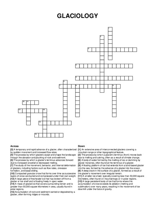 GLACIOLOGY Crossword Puzzle