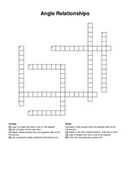 Angle Relationships crossword puzzle