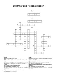 Civil War and Reconstruction crossword puzzle