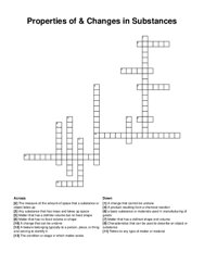 Properties of & Changes in Substances crossword puzzle