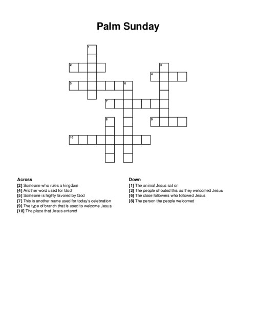 Palm Sunday Crossword Puzzle