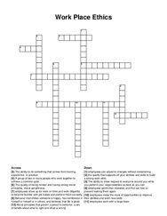 Work Place Ethics crossword puzzle