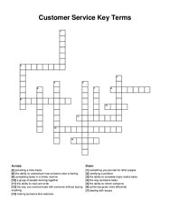 Customer Service Key Terms crossword puzzle