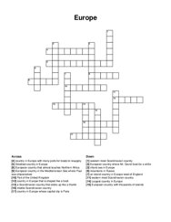Europe crossword puzzle
