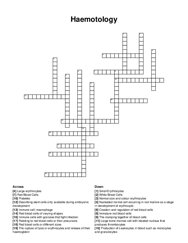 Haemotology crossword puzzle