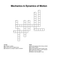 Mechanics & Dynamics of Motion crossword puzzle