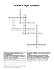 Womens Right Movement crossword puzzle