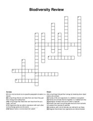 Biodiversity Review crossword puzzle
