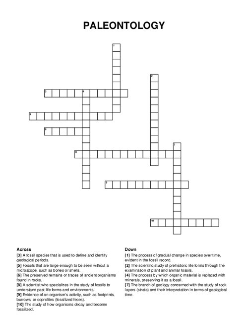 PALEONTOLOGY Crossword Puzzle
