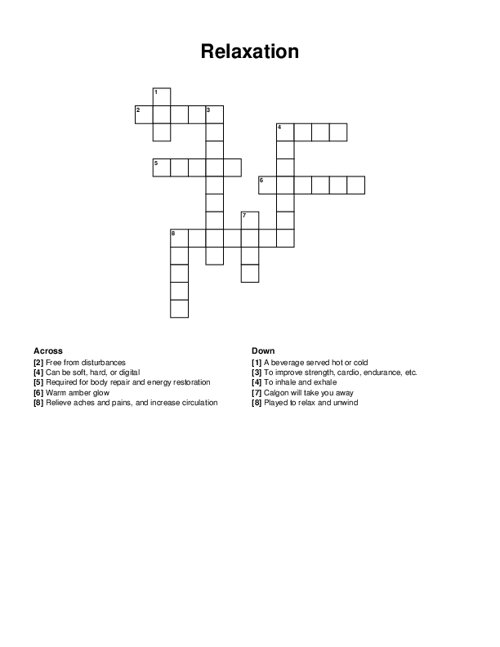 Relaxation Crossword Puzzle