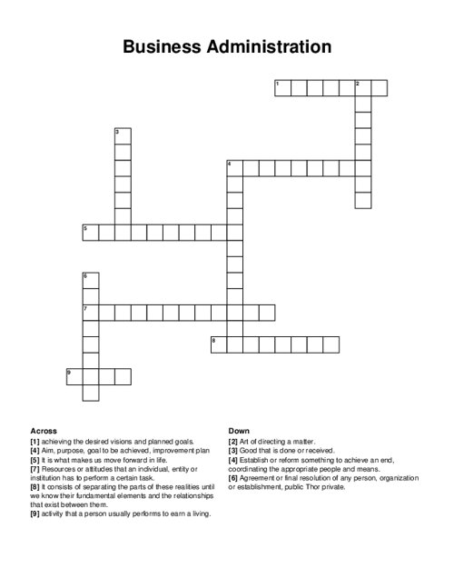 Business Administration Crossword Puzzle