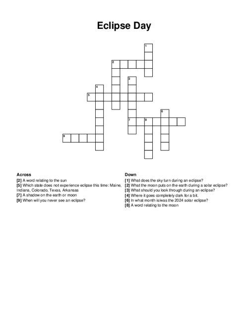 Eclipse Day Crossword Puzzle