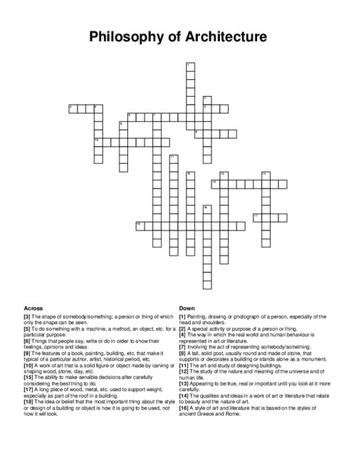Philosophy of Architecture Crossword Puzzle