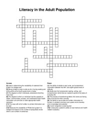 Literacy in the Adult Population crossword puzzle