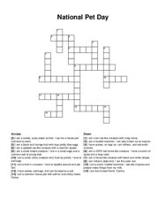 National Pet Day crossword puzzle