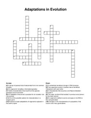 Adaptations in Evolution crossword puzzle