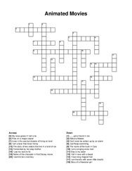 Animated Movies crossword puzzle