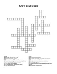 Know Your Music crossword puzzle